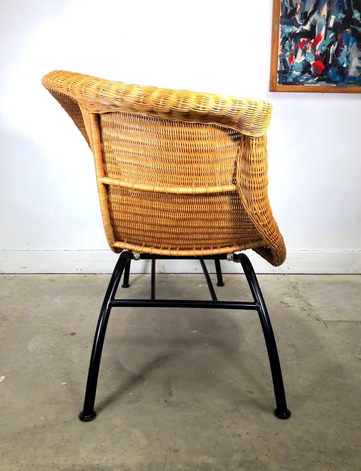 Sculptural Mid-Century Modern Wicker Chaise Lounge After Eames La Chaise image 7