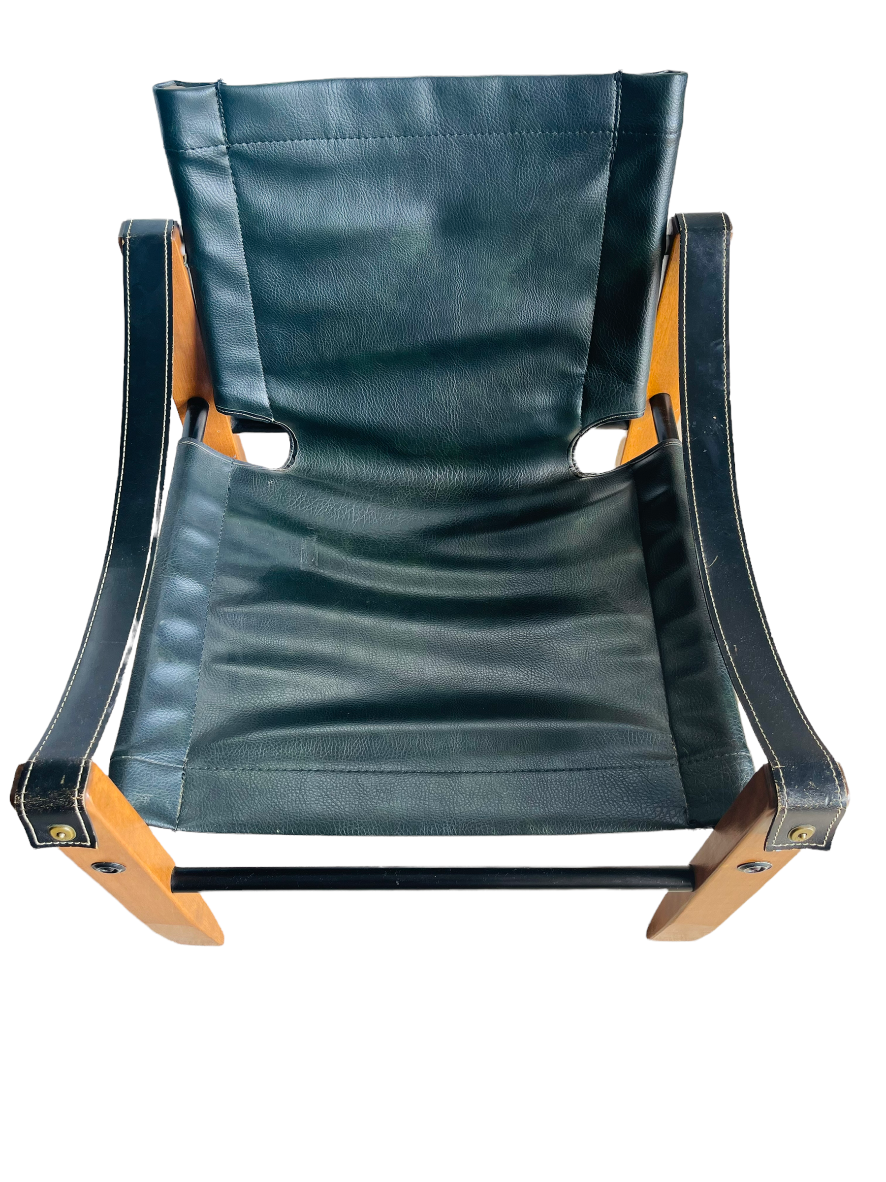 Mid-Century Modern Saddle Stitch Leather Safari Sling Chair & Ottoman  image 7