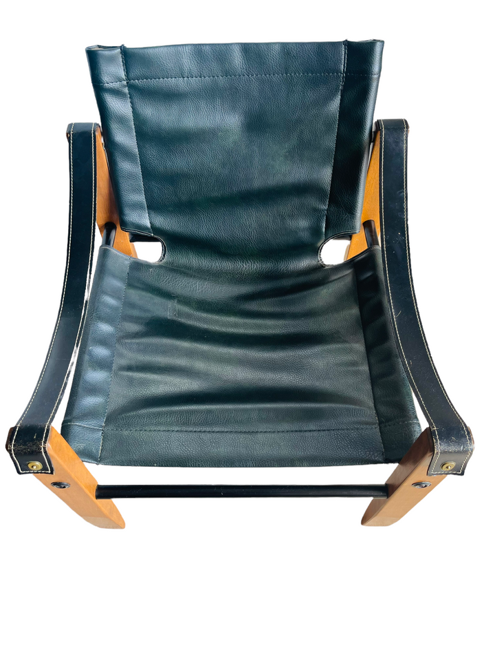 Mid-Century Modern Saddle Stitch Leather Safari Sling Chair & Ottoman  image 7