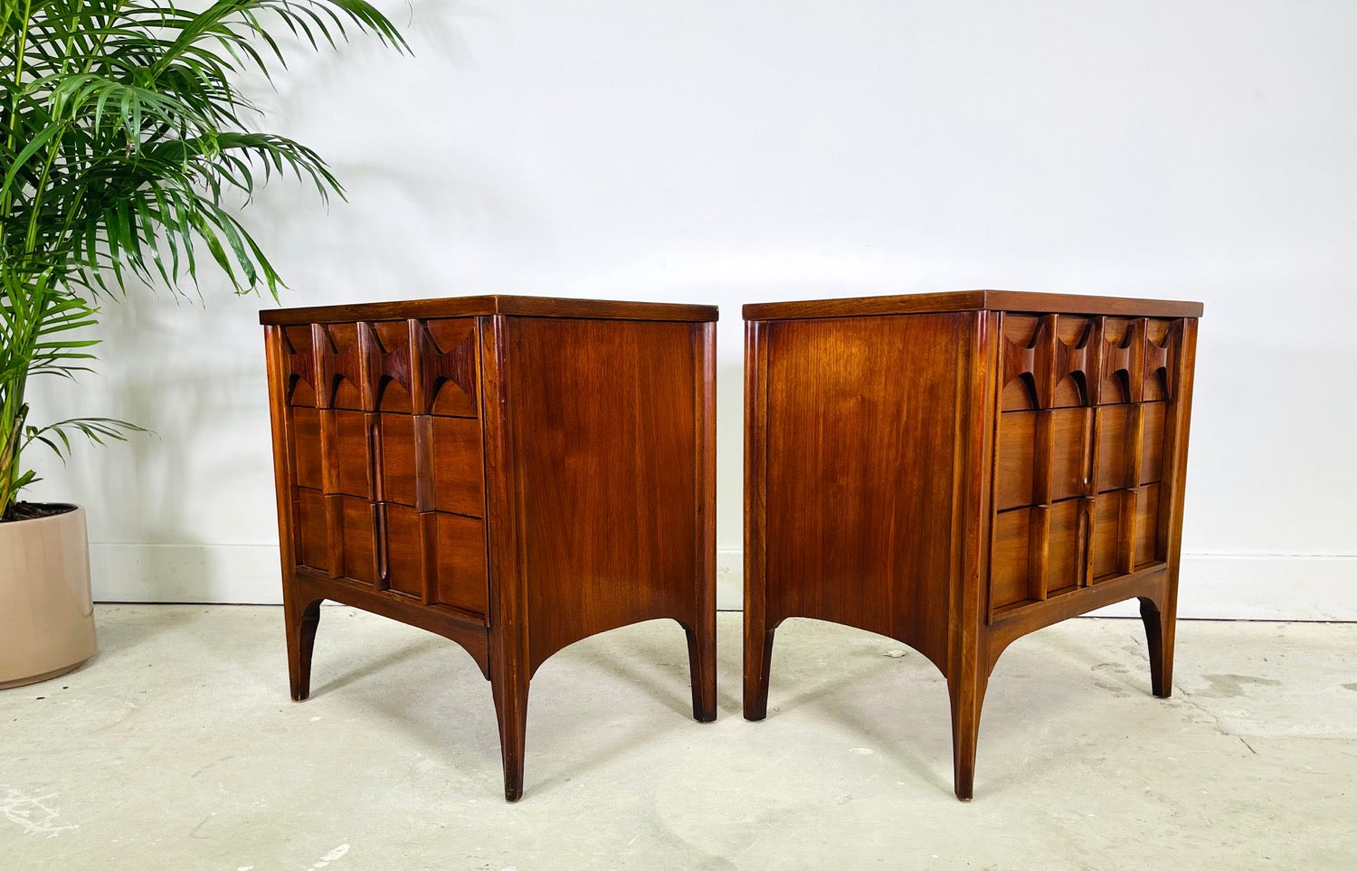 Set 2 Mid-Century Modern Walnut Nightstands By Kent Coffey Perspecta image 3