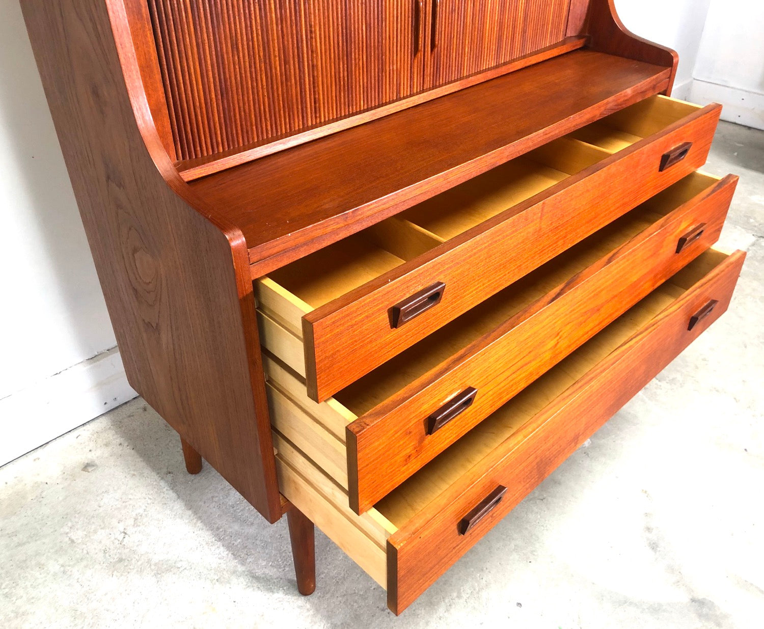 Mid-Century Danish Modern Teak Secretary Desk & Bookcase By Bornholms image 9