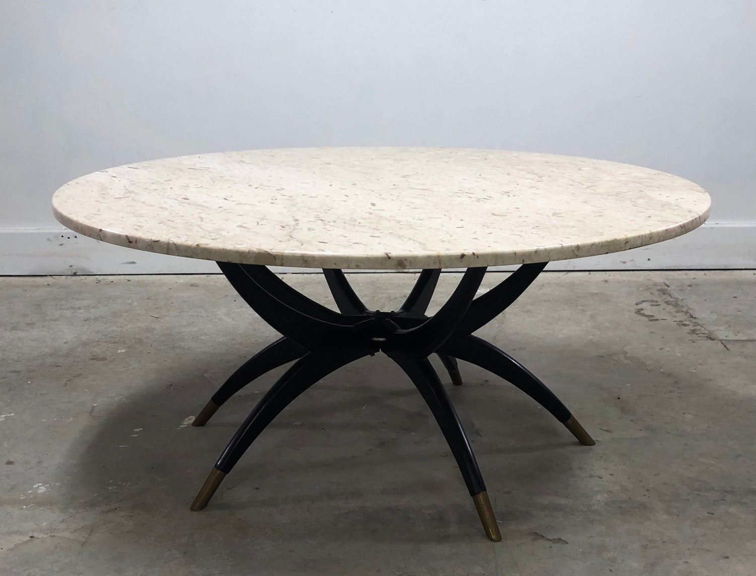 Italian Travertine Stone Top  Spider Coffee Table image 9