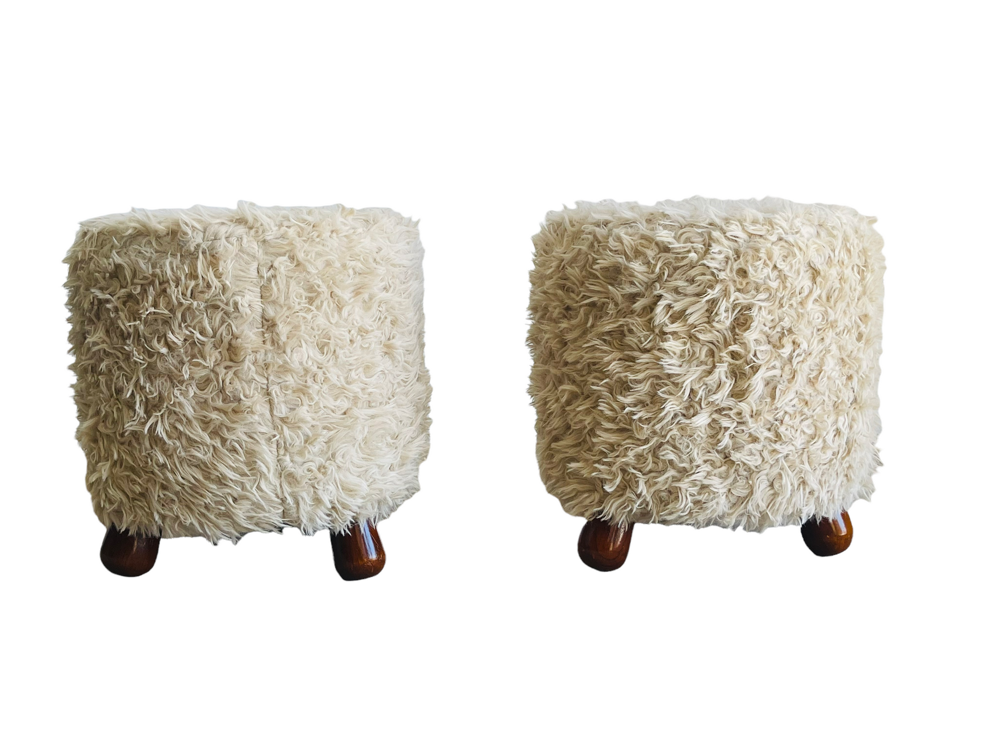 Pair of Fuzzy Stools In The Manner Of Jean Royere image 0