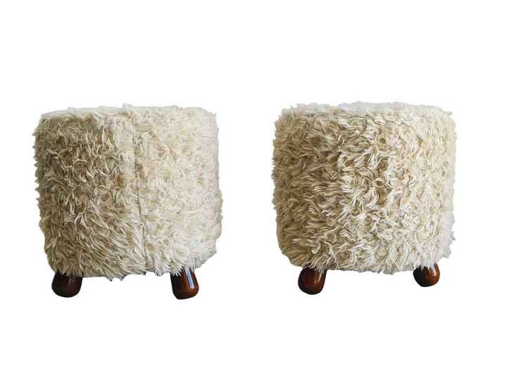 Pair of Fuzzy Stools In The Manner Of Jean Royere image 0