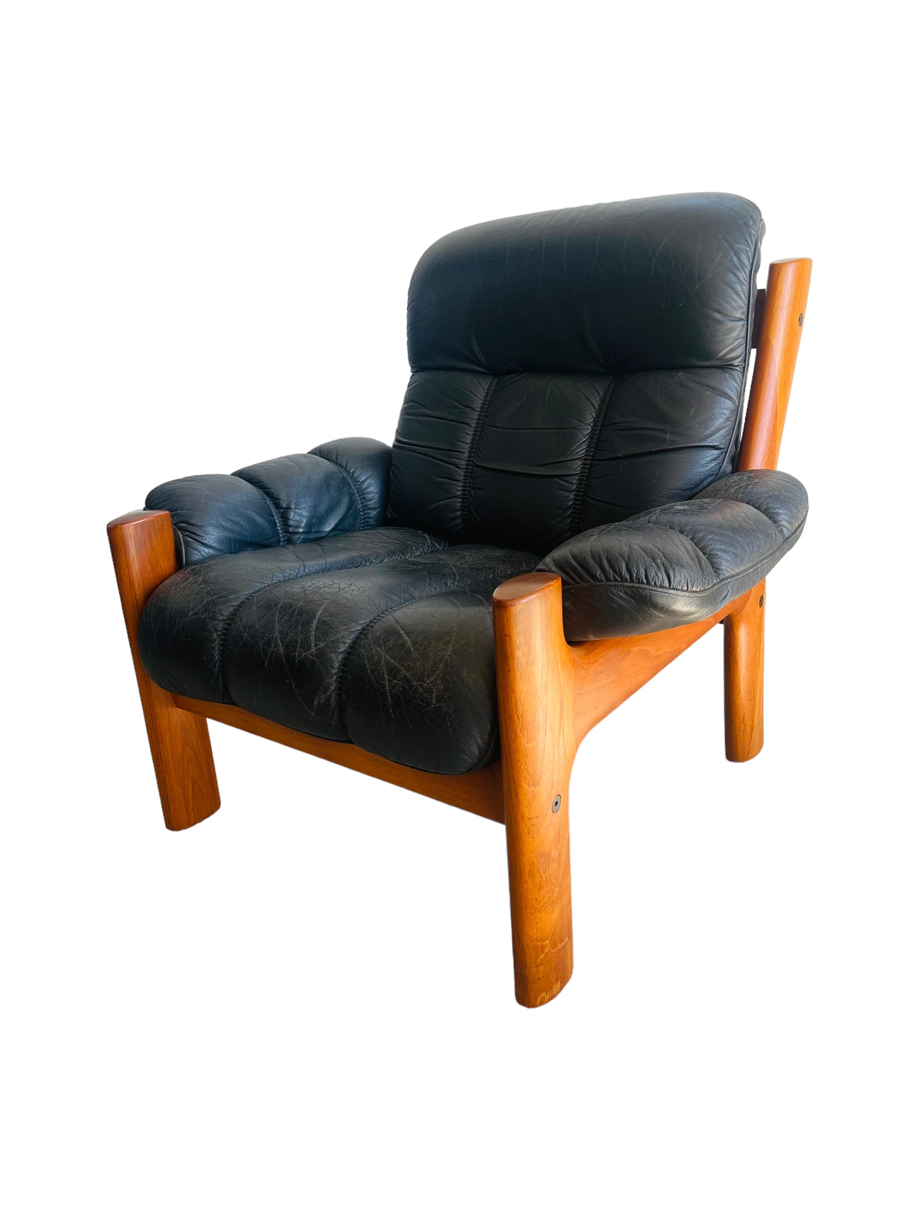 Mid Century Modern Ekornes Teak & Leather Lounge Chair image 5