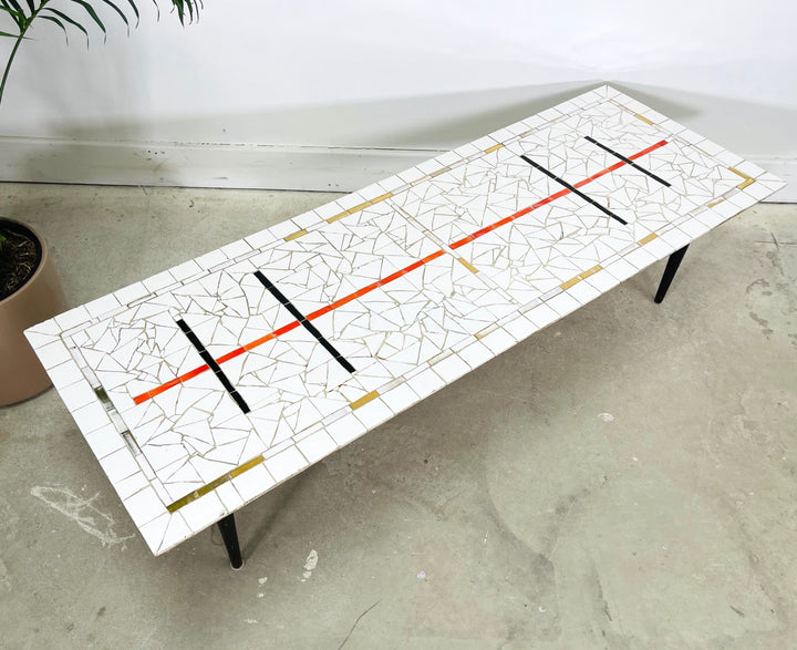 Mid-Century Modern Mosaic Tile Top Coffee Table image 5