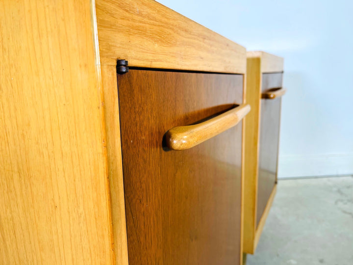 Pair of Mid-Century Modern Maple / Walnut Nightstands image 7
