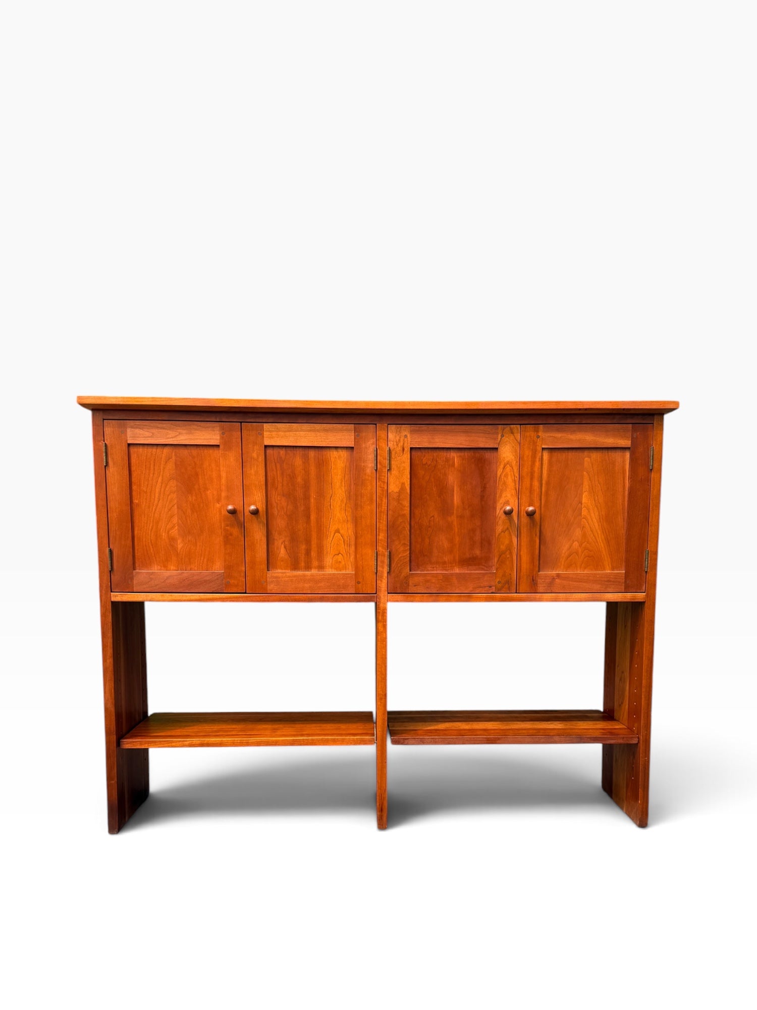 Solid cherry Stickley style sideboard console table, front view
