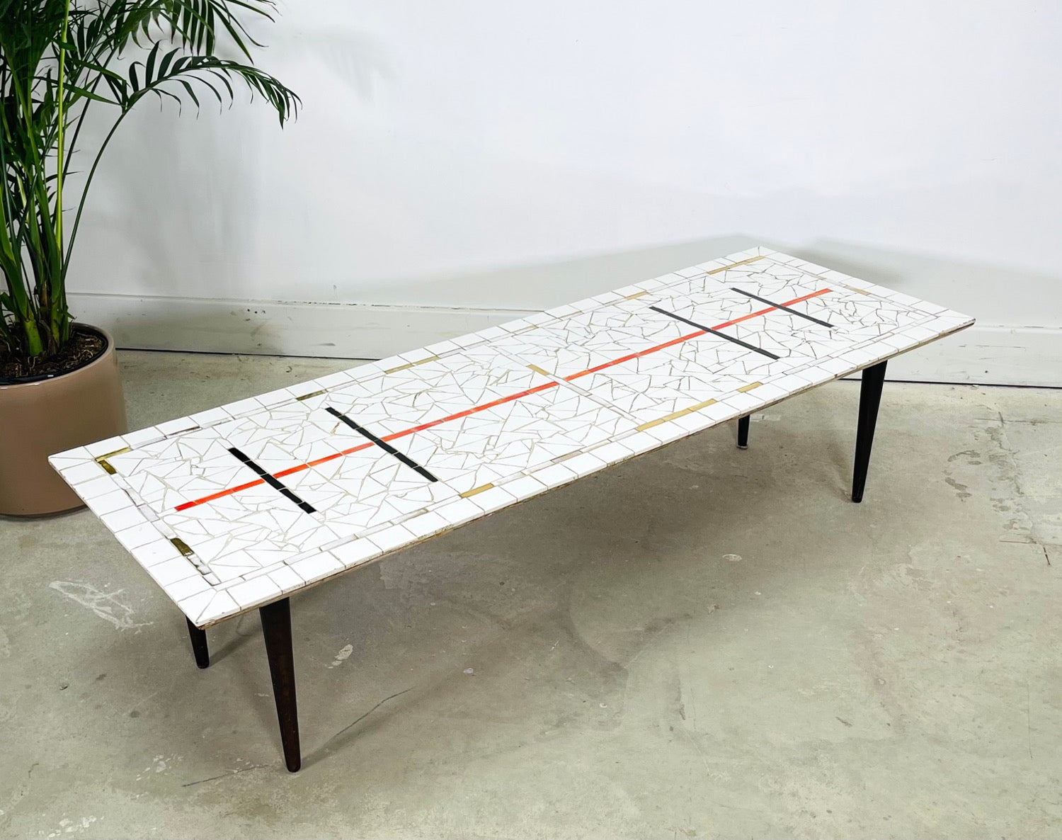 Mid-Century Modern Mosaic Tile Top Coffee Table image 0
