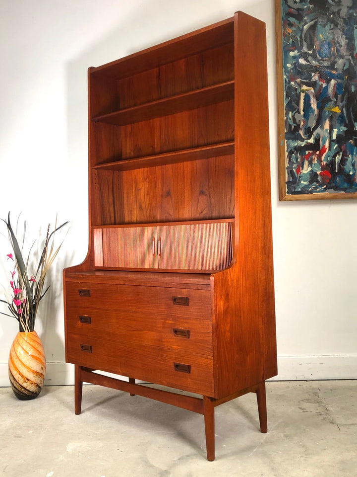 Mid-Century Danish Modern Teak Secretary Desk & Bookcase By Bornholms image 0