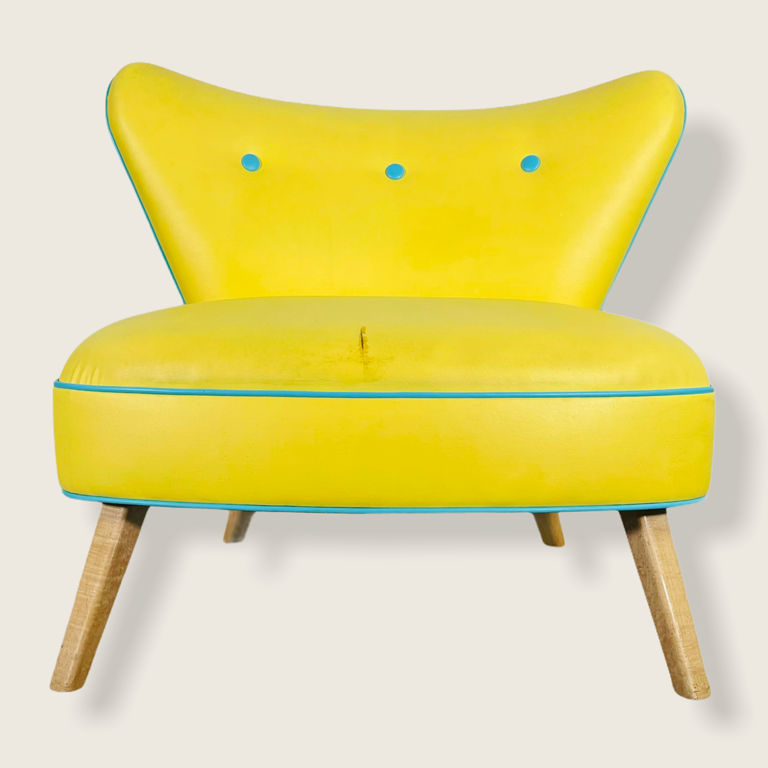 Mid-Century Modern Yellow Oversized Wingback Chair image 1
