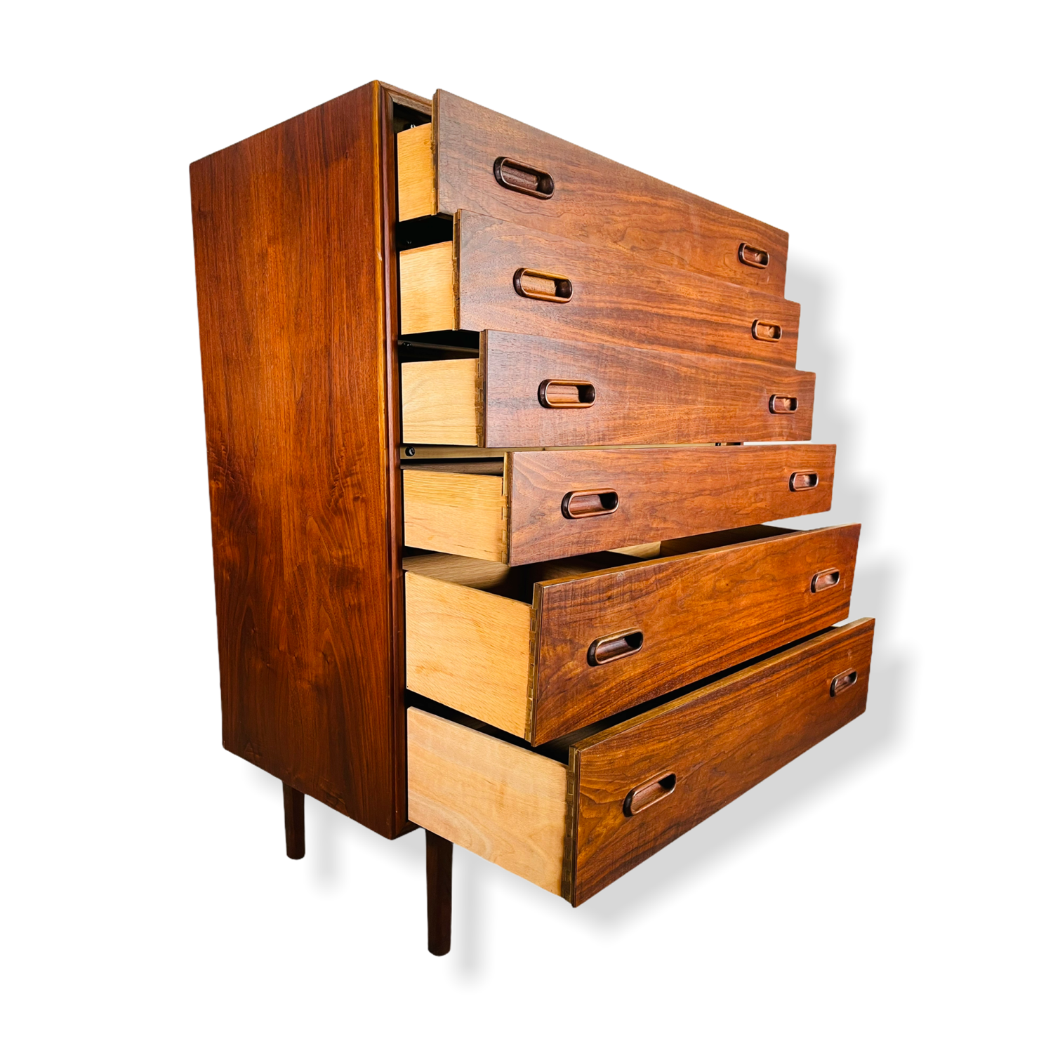 Mid-Century Modern Jack Cartwright for Founder Highboy Walnut Dresser image 4