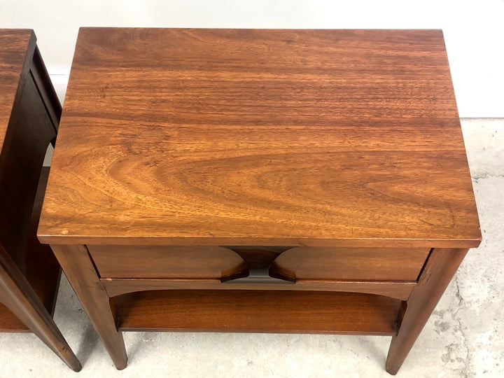 Pair Mid-Century Modern Rosewood & Pecan Nightstands By Kent Coffey image 5