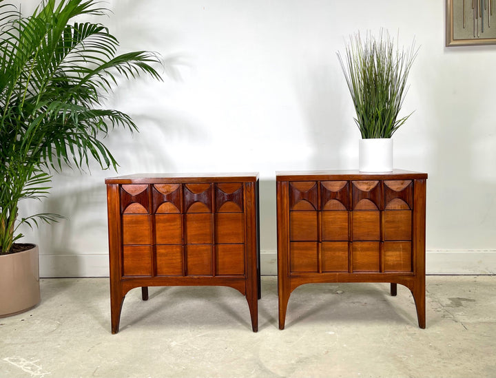 Set 2 Mid-Century Modern Walnut Nightstands By Kent Coffey Perspecta image 0