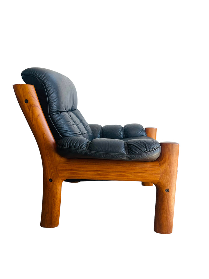 Mid Century Modern Ekornes Teak & Leather Lounge Chair image 0