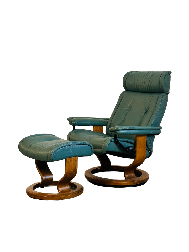 Rare Green Ekornes Stressless Lounge Chair & Ottoman image 2