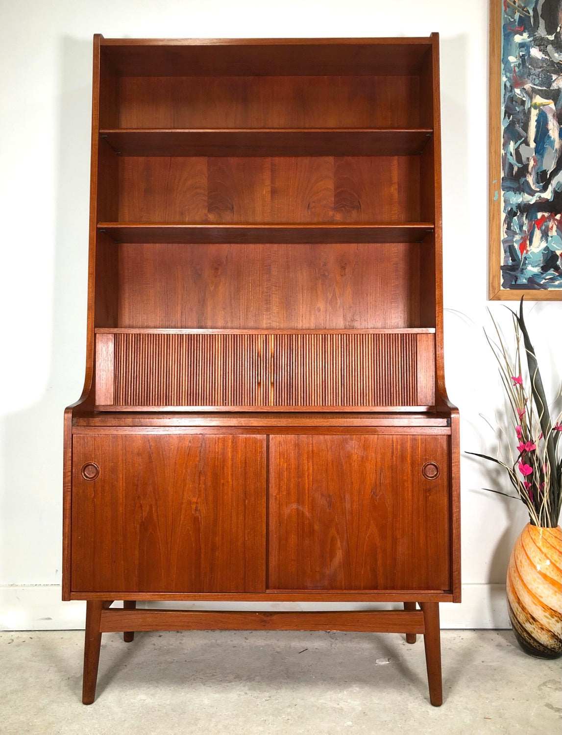 Mid-Century Danish Modern Teak Secretary Desk & Bookcase By Bornholms image 1