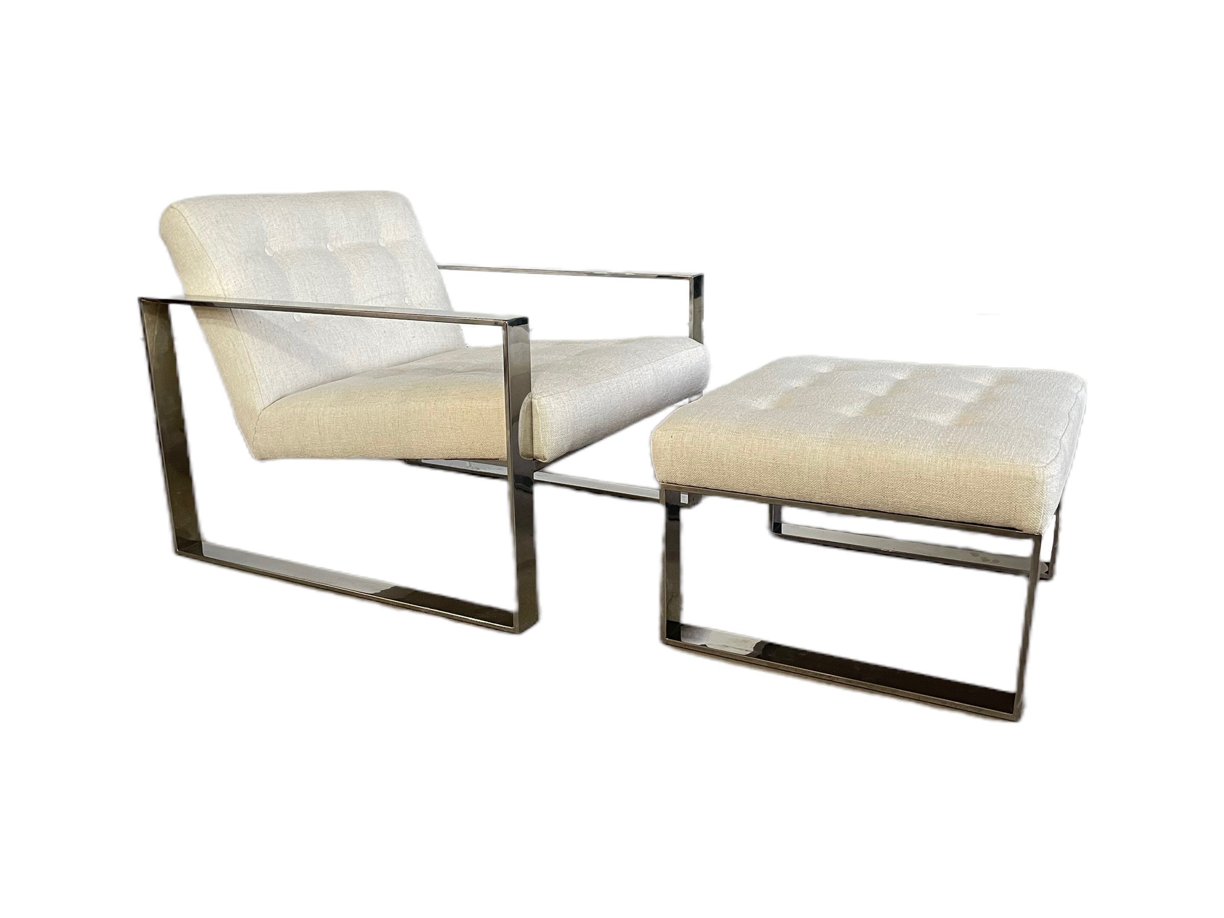 Mid-Century Modern Chrome Lounge Chair & Ottoman  image 0