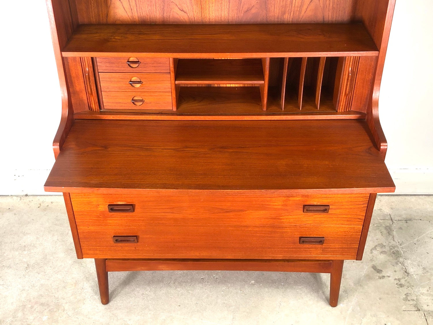 Mid-Century Danish Modern Teak Secretary Desk & Bookcase By Bornholms image 5