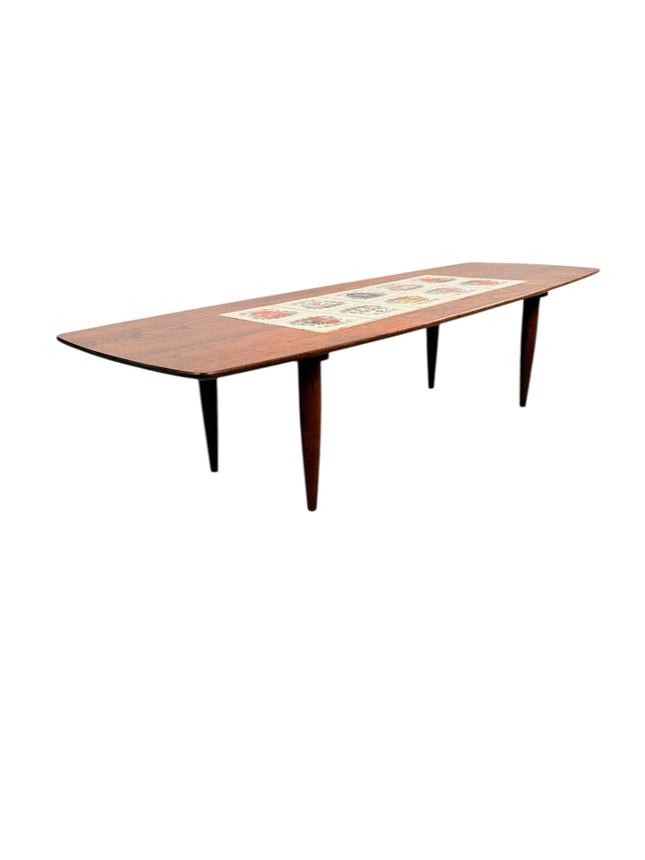 Mid Century Modern Walnut Coffee Table With Tile Inlay image 10