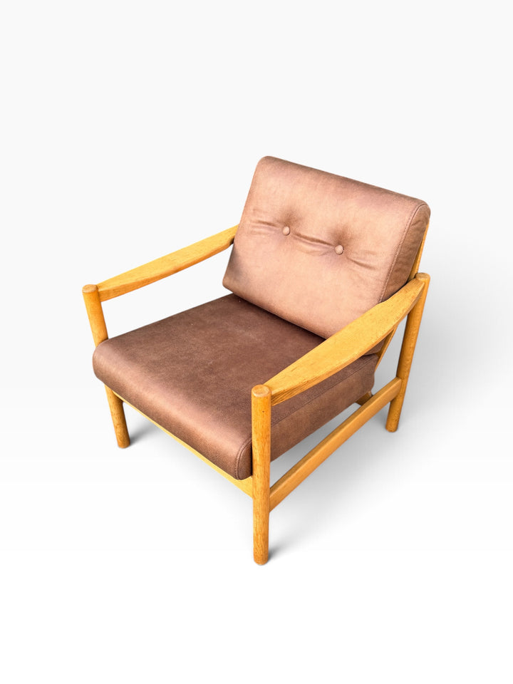 Danish modern lounge chair, angled front view