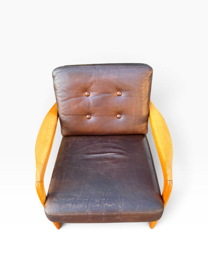 Danish lounge chair seat and back cushions from above