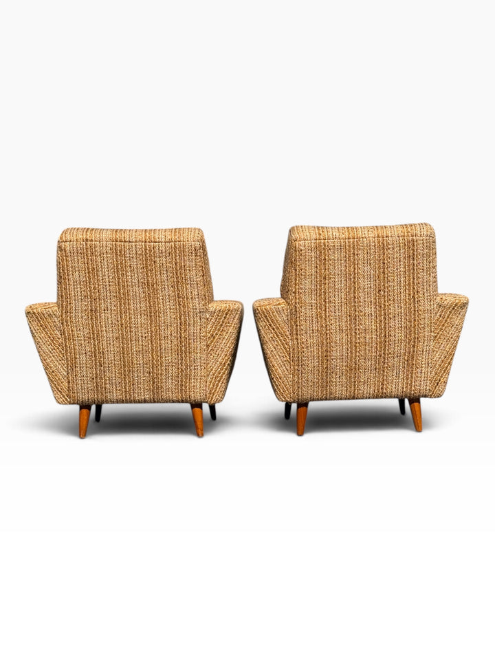 Pair of mid-century lounge chairs, back view