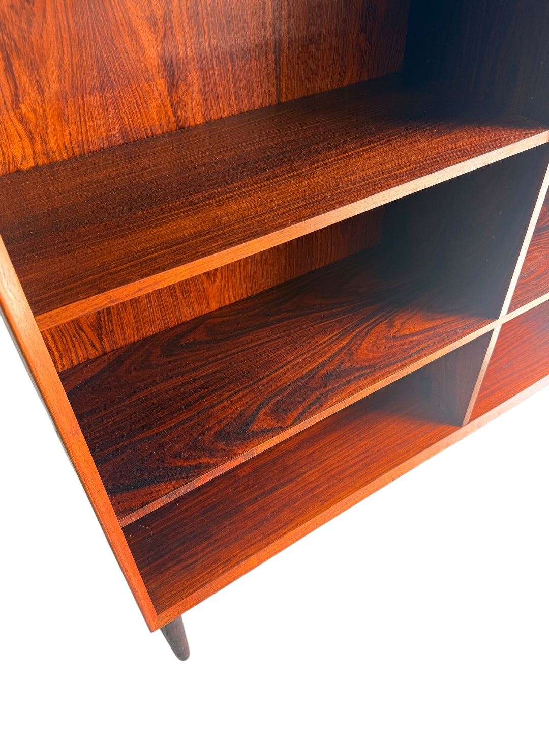 Mid-Century Danish Modern Rosewood Bookcase - Lower Left Detail