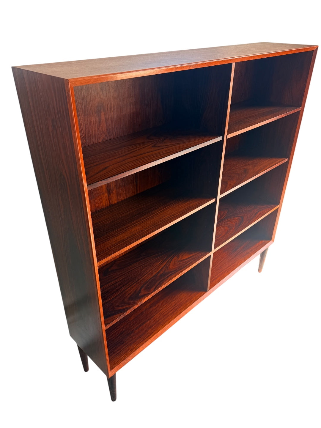 Mid-Century Danish Modern Rosewood Bookcase - Side Angle View