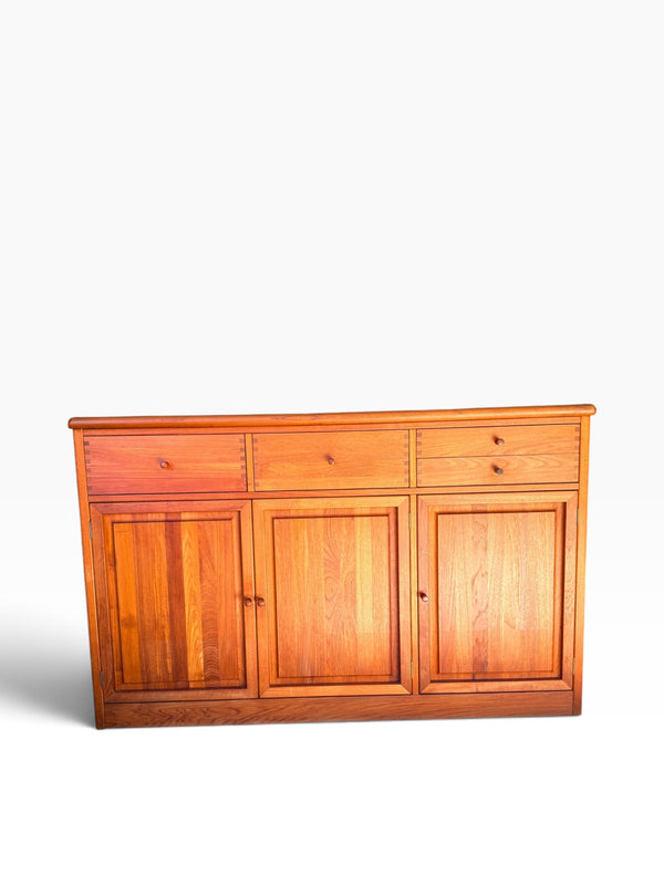 Danish solid teak sideboard credenza, front view