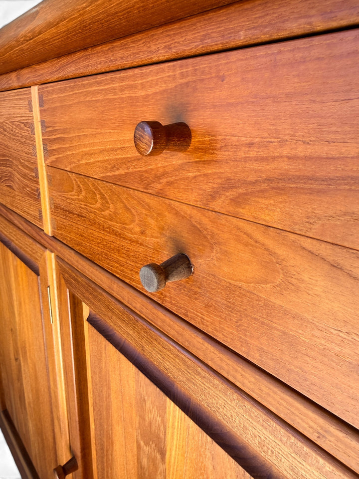 Turned wooden drawer knobs close-up