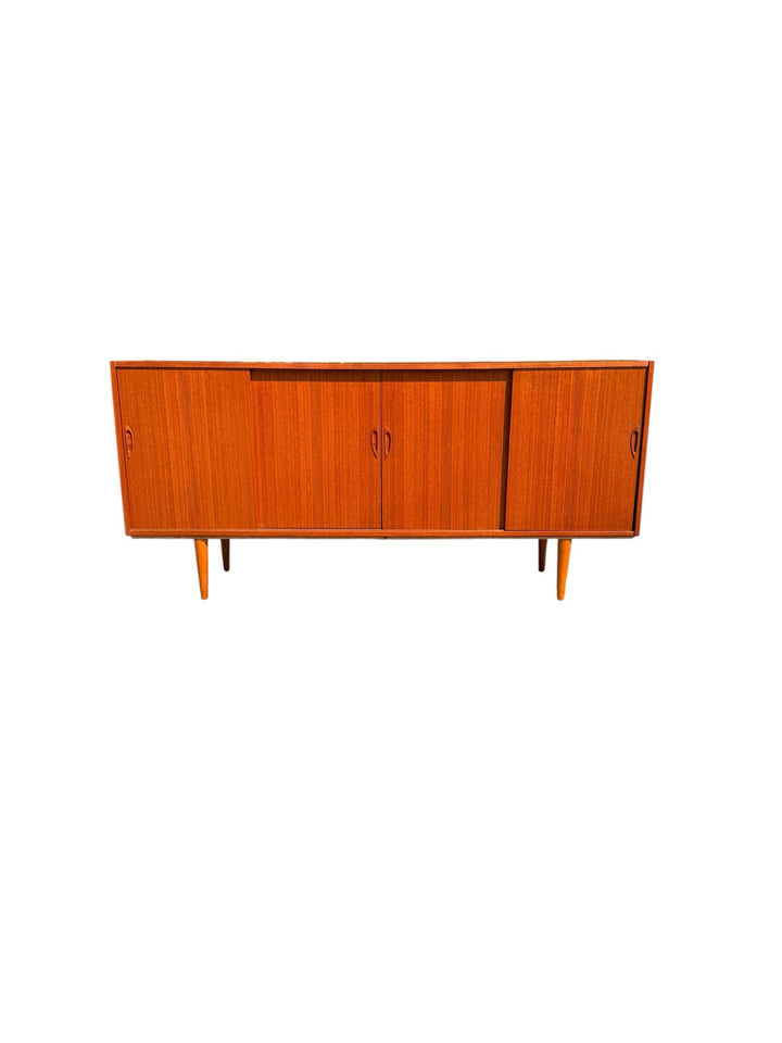 Danish Teak Credenza with four sliding doors, front view