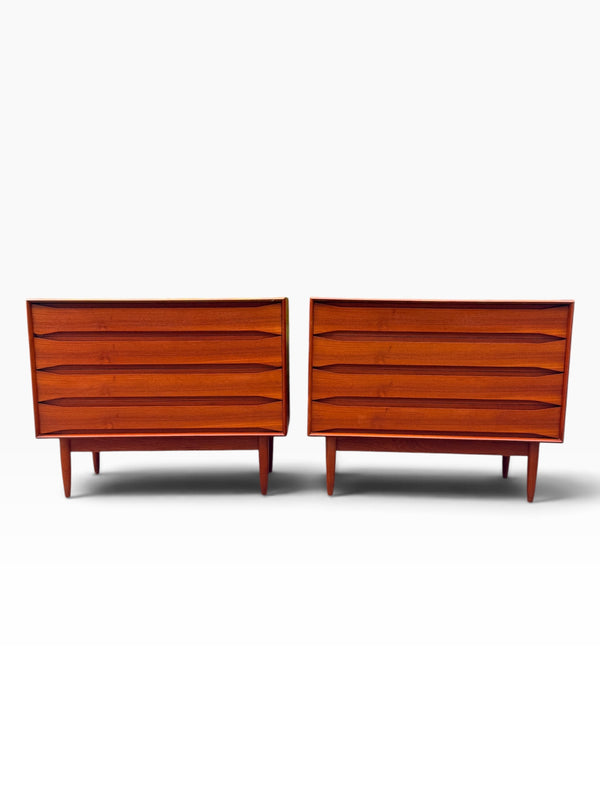 Pair of Danish teak four-drawer dressers by Arne Vodder, front view