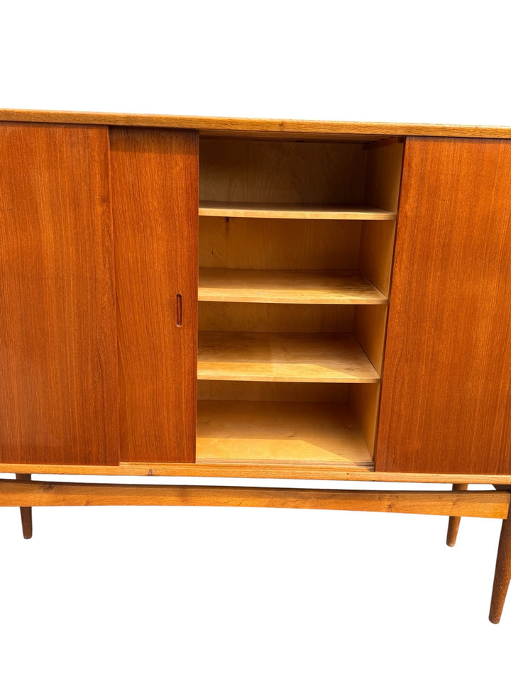 Danish Teak and White Oak Highboard, all doors open showing full interior