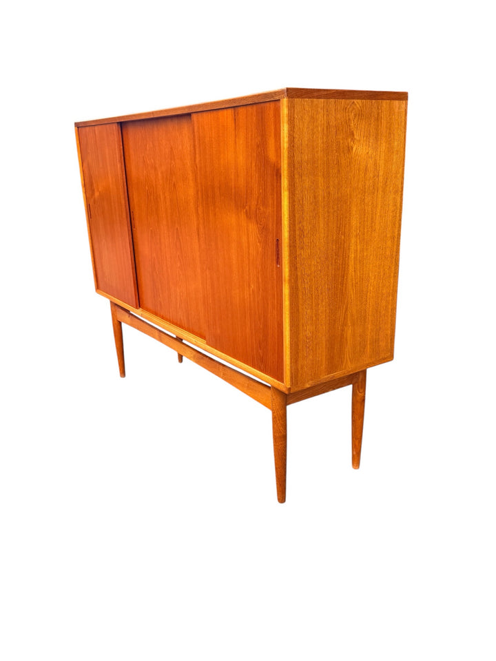 Danish Teak and White Oak Highboard, three-quarter angle right
