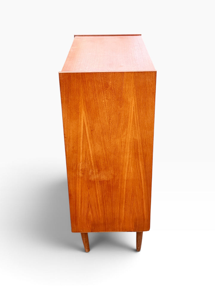 Teak tallboy, opposite side view