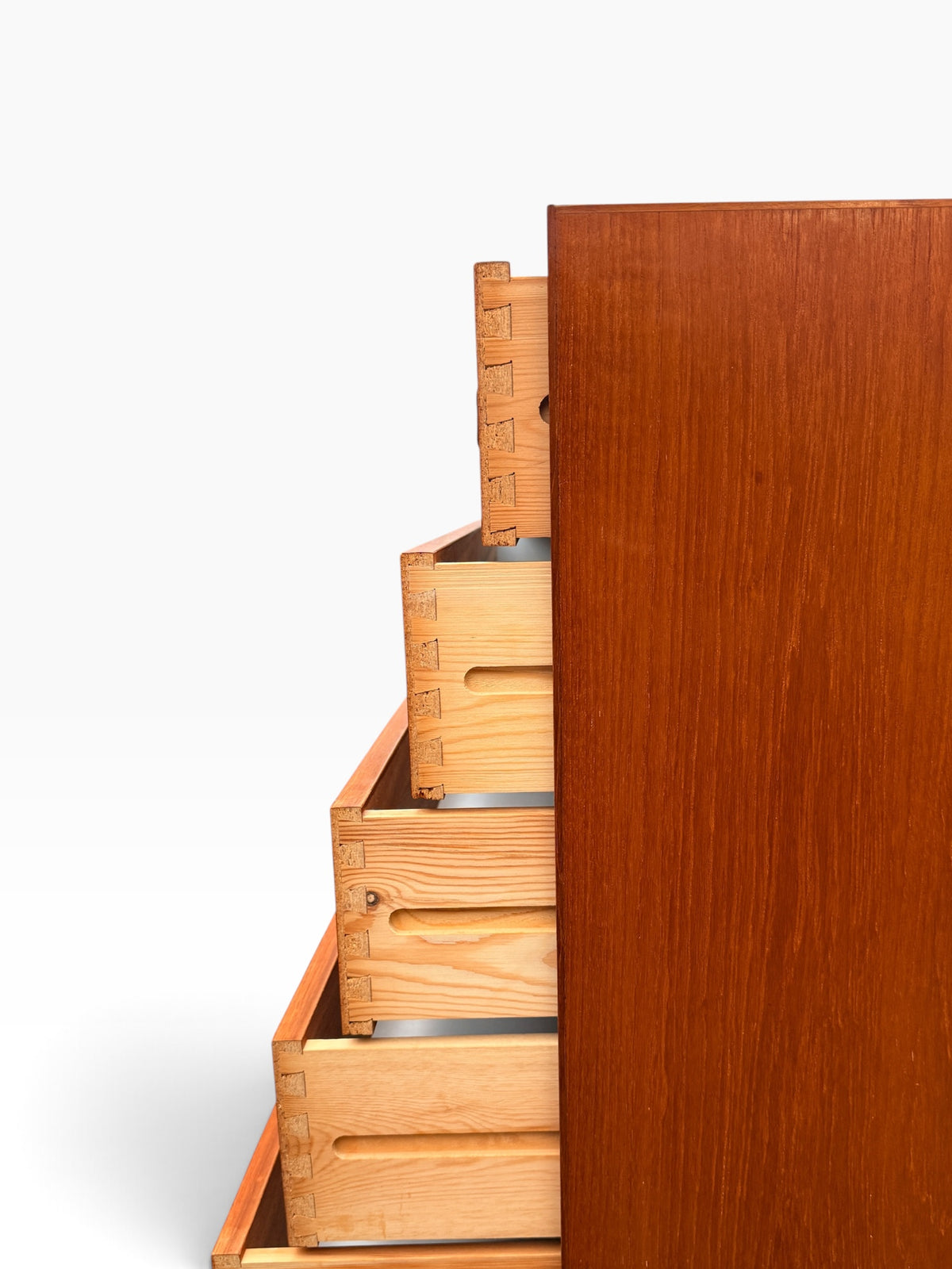 Dovetailed drawer joinery close-up