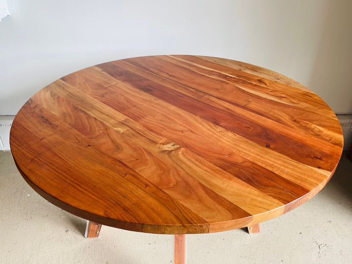 Round Cherry Dining Table with Lucite Legs image 3