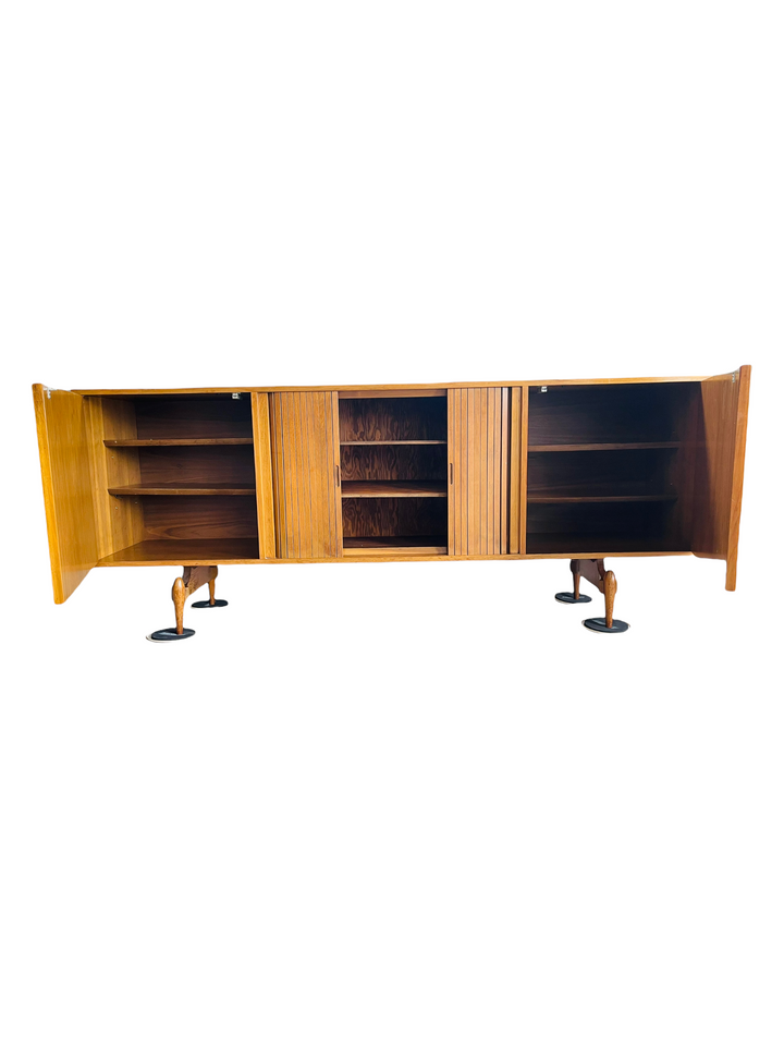 Mid-Century Modern Sculpture Dimond Credenza With Tambour Door image 9