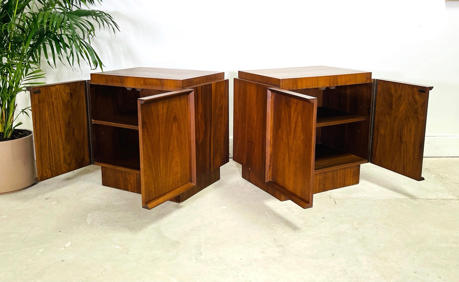1970's Pair of Walnut Nightstands by Tobago image 4