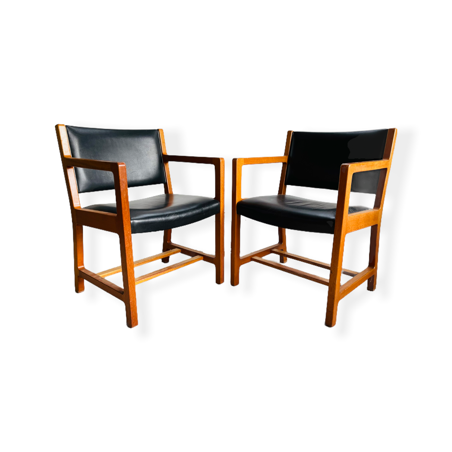 Set 6 Mid-Century Modern Leather Dining Chairs image 0