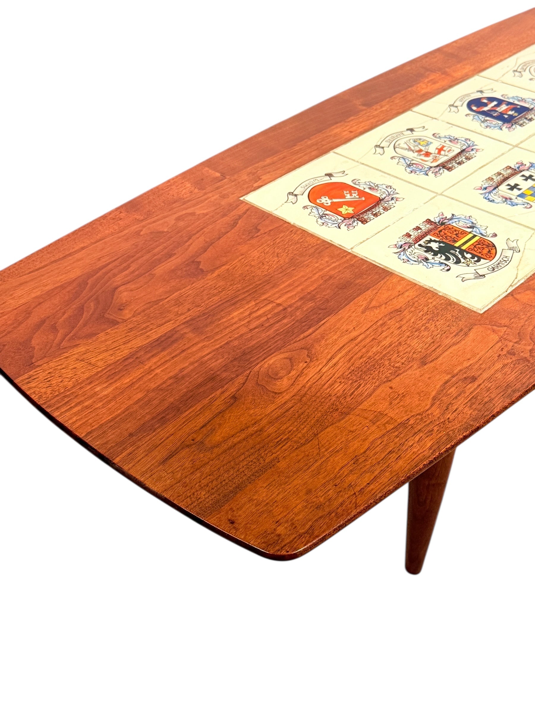 Mid Century Modern Walnut Coffee Table With Tile Inlay image 11