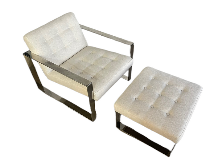 Mid-Century Modern Chrome Lounge Chair & Ottoman  image 11