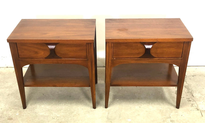 Pair Mid-Century Modern Rosewood & Pecan Nightstands By Kent Coffey image 8