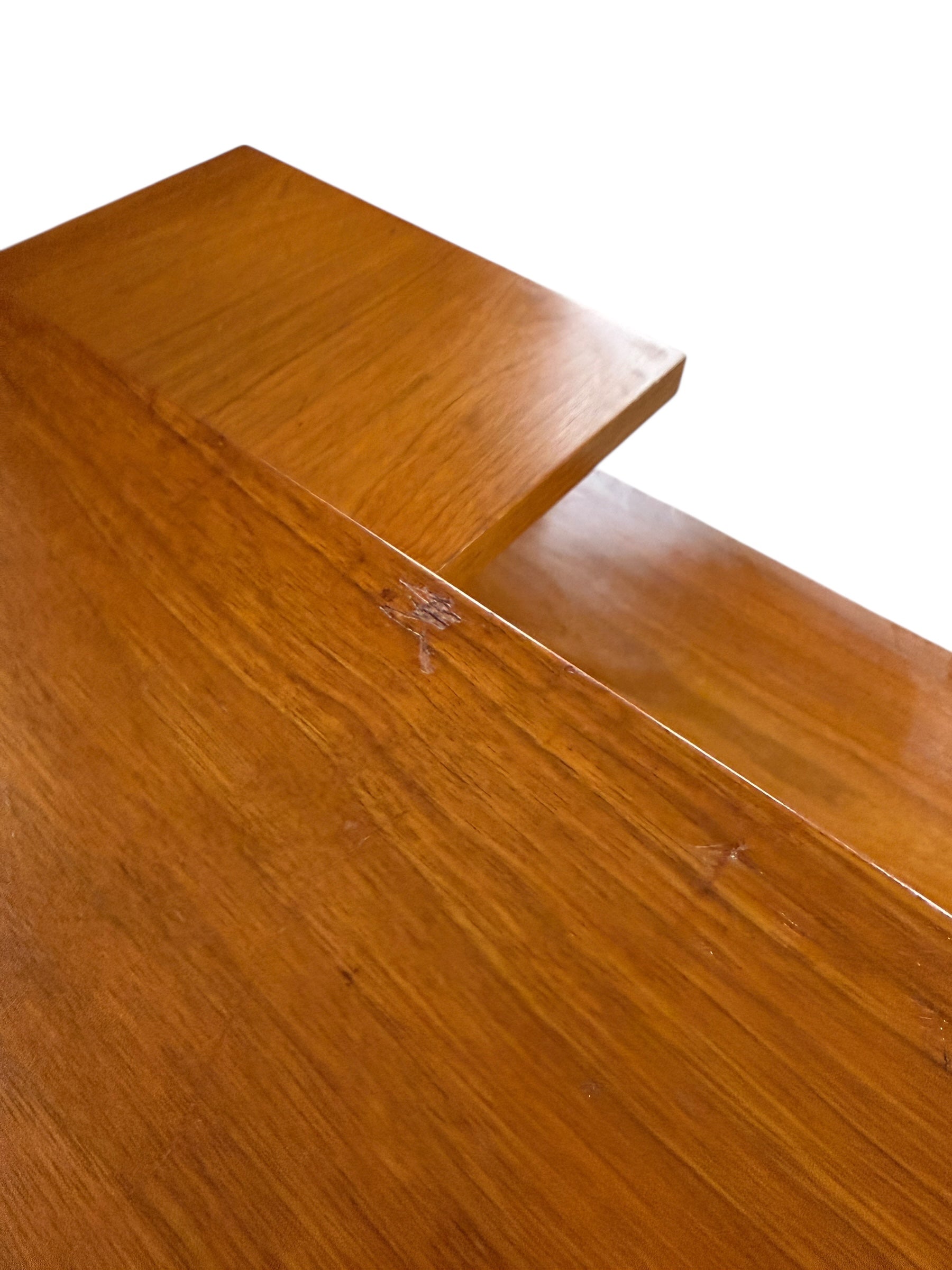 Mid Century Modern Walnut 3-Tier Side Table with Brass Tapered Legs image 3