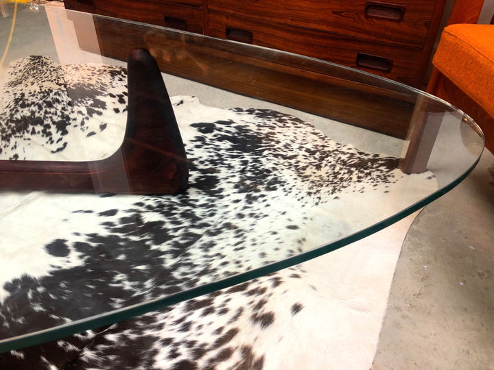 Noguchi Style Coffee Table with Boomerang Shaped Glass Top image 5