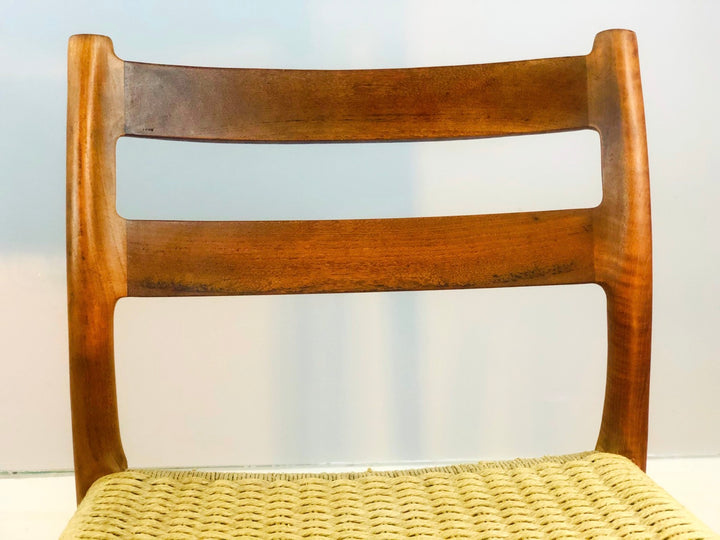 Pair MCM Danish Teak J.L. Møller Model 84 Chairs With Woven Seat image 5