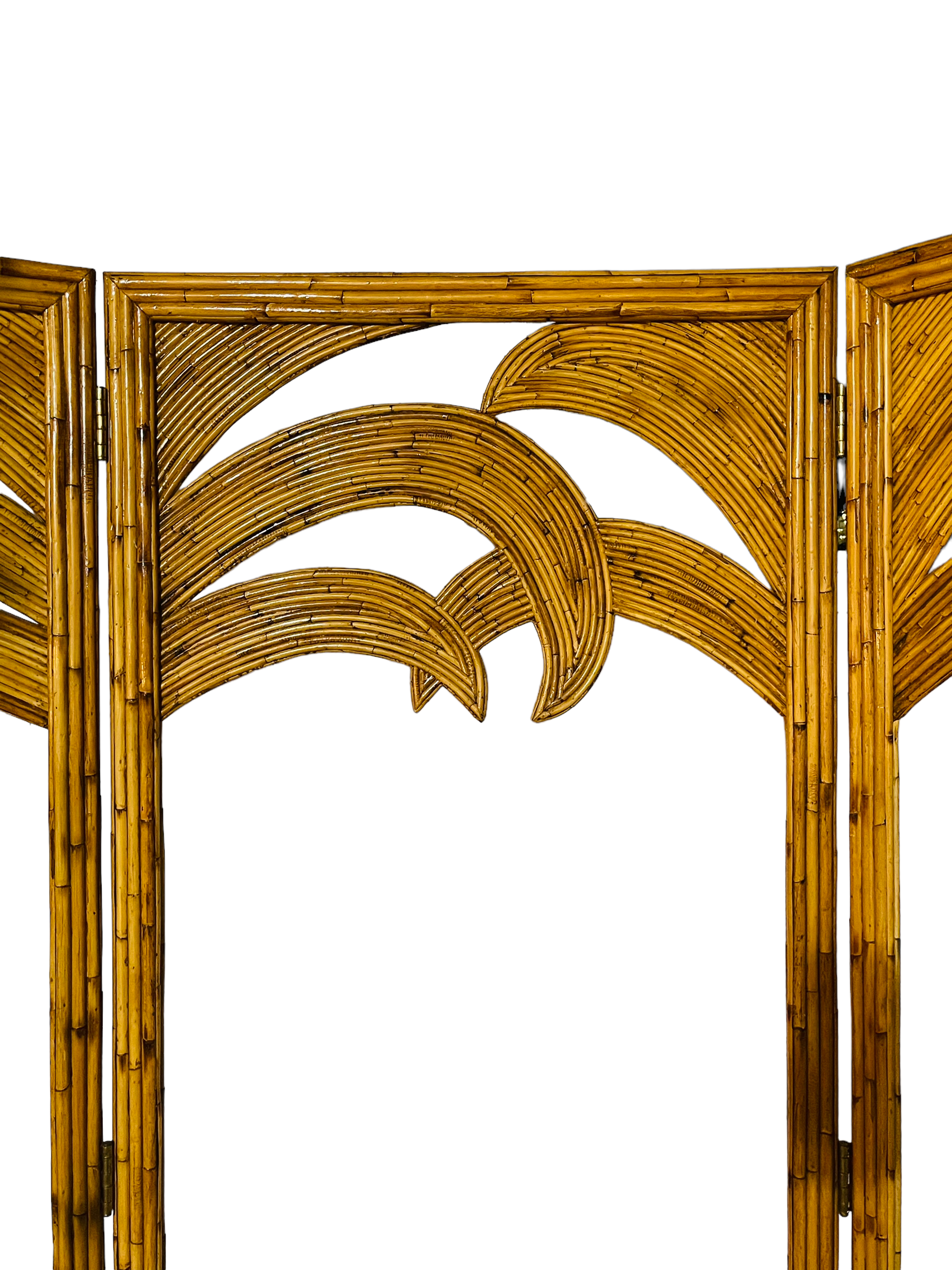 Vivai del Sud Three Panel Bamboo Screen Palm Tree Motif image 3