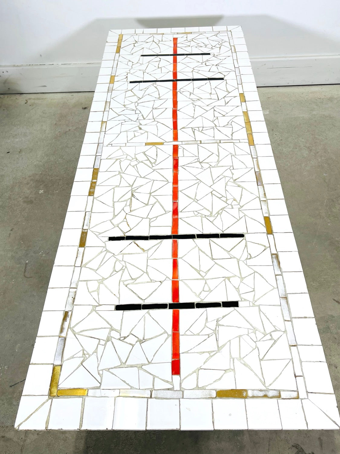 Mid-Century Modern Mosaic Tile Top Coffee Table image 6