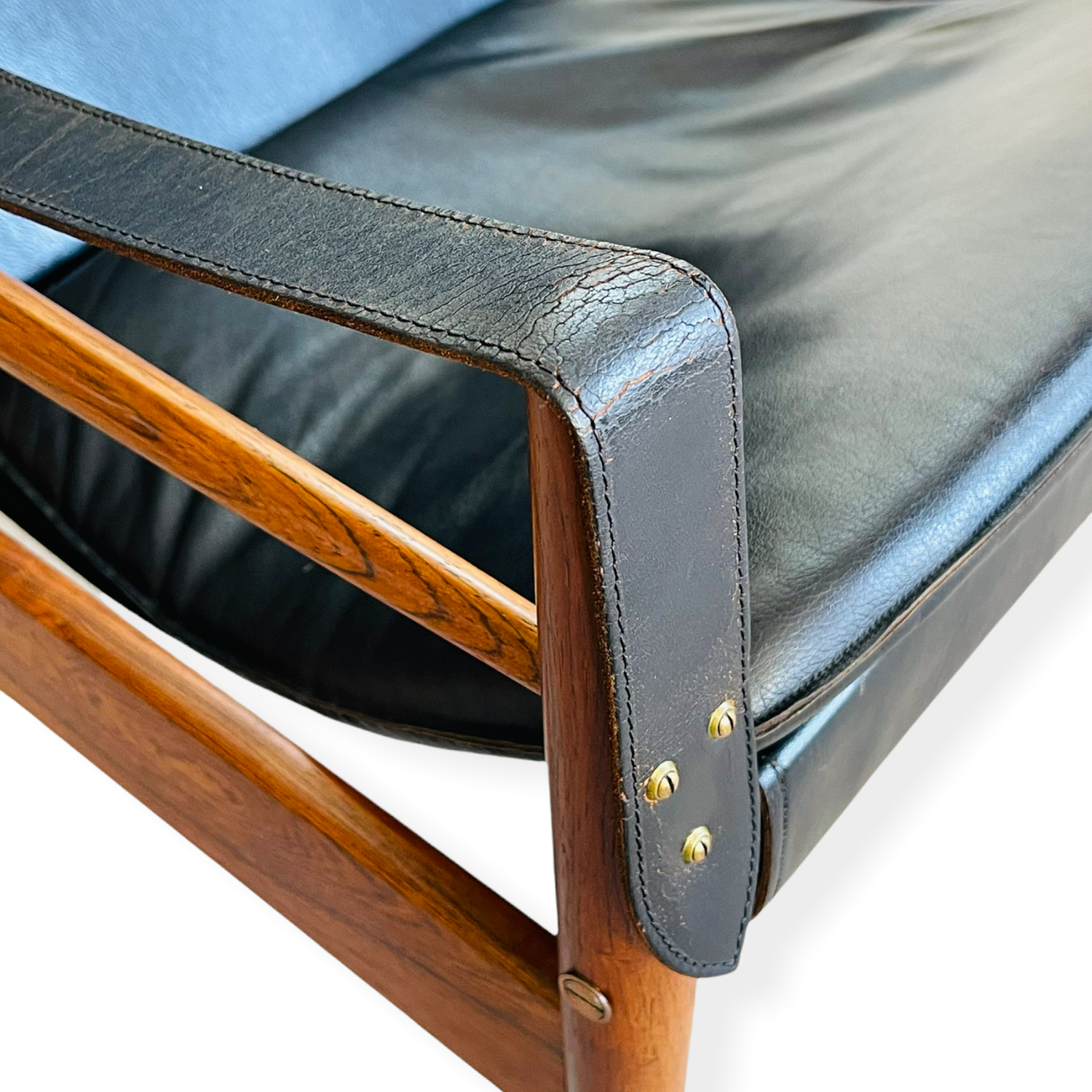 Danish Modern Rosewood Antelope Safari Leather Chair by Hans Olsen image 7